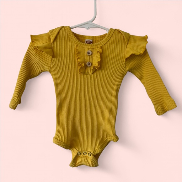 12-18M Infant Toddler Baby Girl Long Sleeve Ribbed One Piece Boutique Onesie - Picture 1 of 8